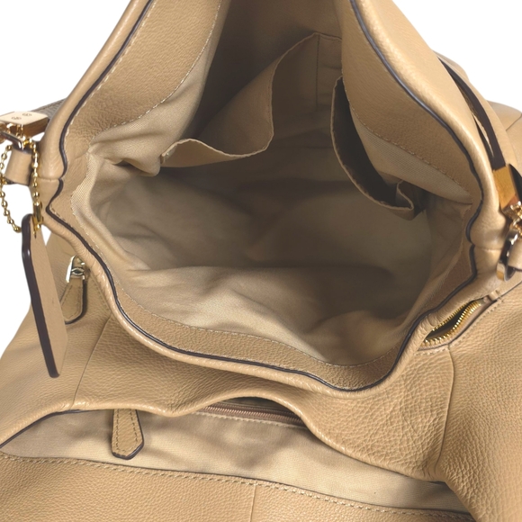 Authenticated COACH Phoebe Camel Color Pebbled Leather Large Shoulder Bag COA - Picture 9 of 17